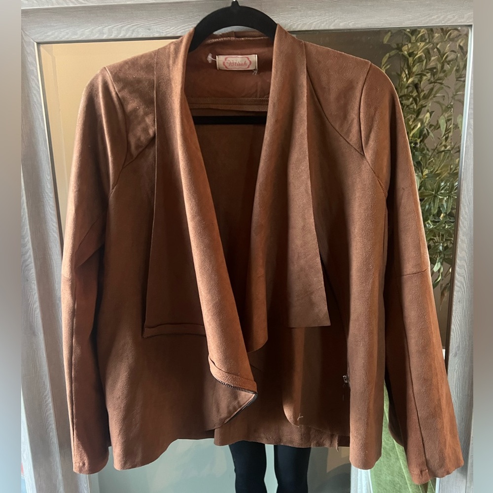 Chic Tan Suede Women's Blazer (size Small)